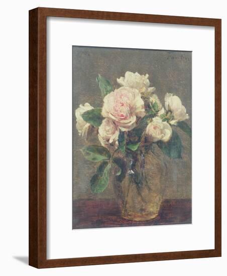 White Roses in a Glass Vase, 1875-Henri Fantin-Latour-Framed Giclee Print