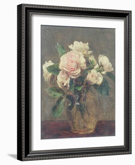 White Roses in a Glass Vase, 1875-Henri Fantin-Latour-Framed Giclee Print