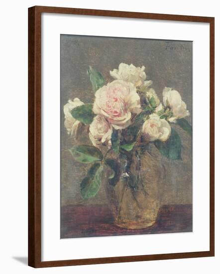 White Roses in a Glass Vase, 1875-Henri Fantin-Latour-Framed Giclee Print