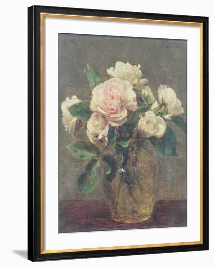 White Roses in a Glass Vase, 1875-Henri Fantin-Latour-Framed Giclee Print