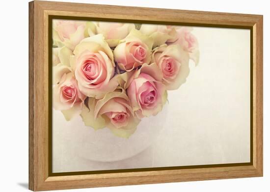White Roses in a Vase-egal-Framed Premier Image Canvas