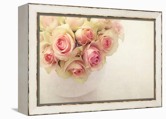 White Roses in a Vase-egal-Framed Premier Image Canvas