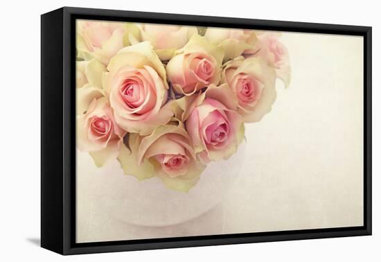 White Roses in a Vase-egal-Framed Premier Image Canvas