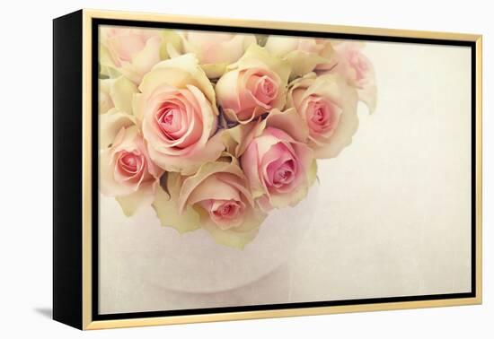 White Roses in a Vase-egal-Framed Premier Image Canvas