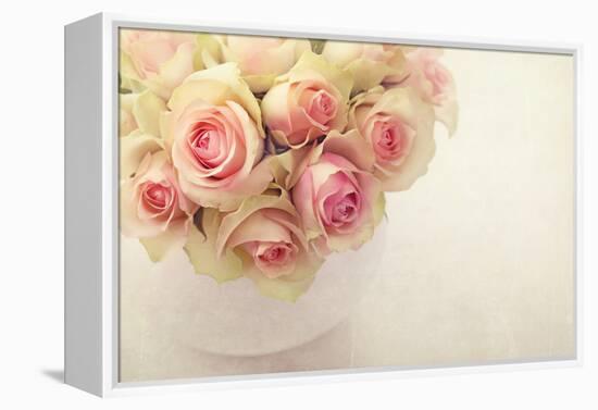 White Roses in a Vase-egal-Framed Premier Image Canvas