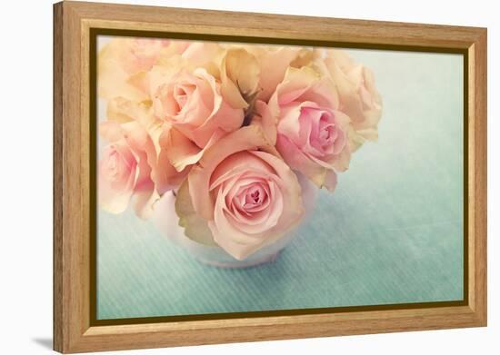 White Roses in a Vase-egal-Framed Premier Image Canvas