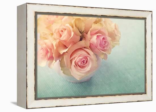 White Roses in a Vase-egal-Framed Premier Image Canvas