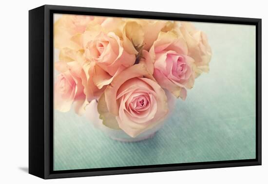 White Roses in a Vase-egal-Framed Premier Image Canvas