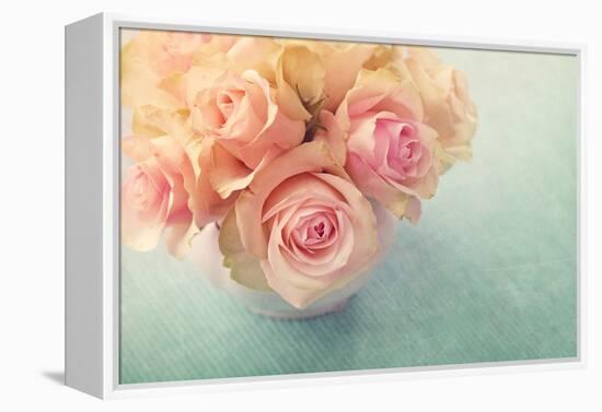 White Roses in a Vase-egal-Framed Premier Image Canvas