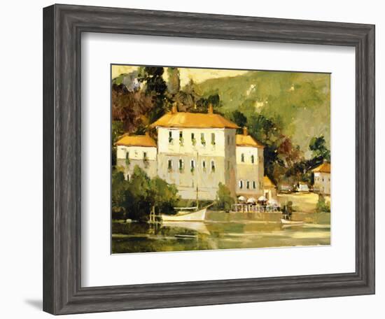 White Sail Boat, Como-Ted Goerschner-Framed Giclee Print