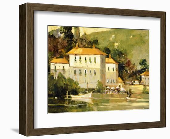 White Sail Boat, Como-Ted Goerschner-Framed Giclee Print