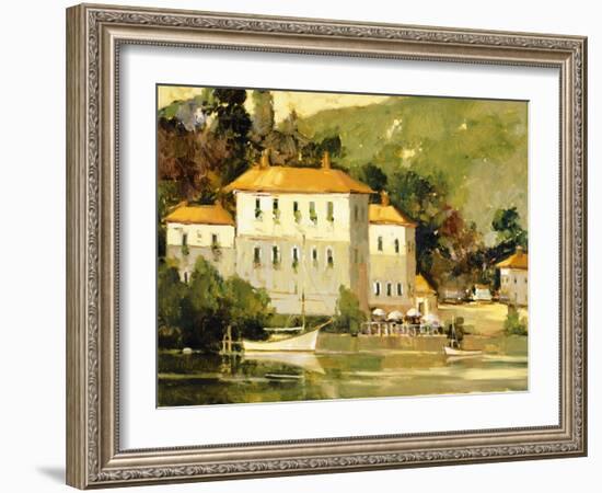 White Sail Boat, Como-Ted Goerschner-Framed Giclee Print