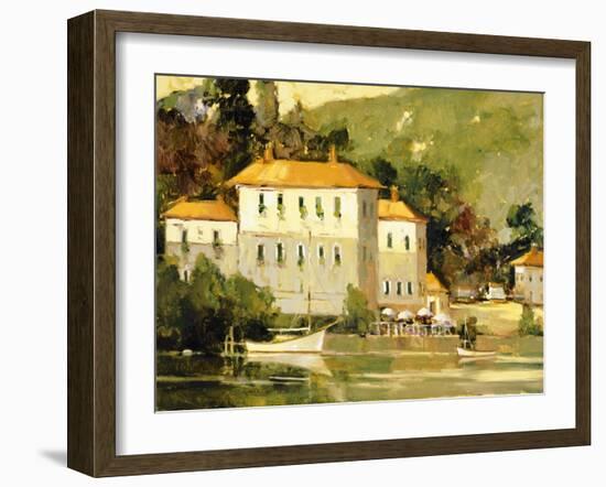 White Sail Boat, Como-Ted Goerschner-Framed Giclee Print