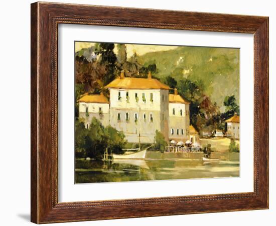 White Sail Boat, Como-Ted Goerschner-Framed Giclee Print