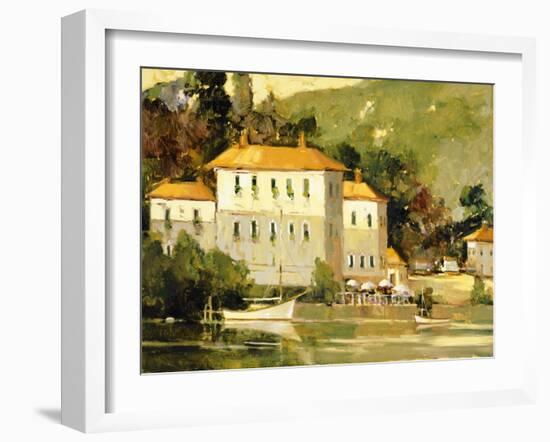 White Sail Boat, Como-Ted Goerschner-Framed Giclee Print