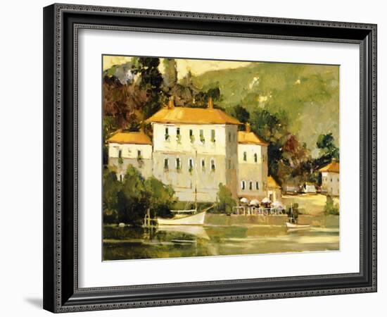 White Sail Boat, Como-Ted Goerschner-Framed Giclee Print