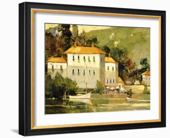 White Sail Boat, Como-Ted Goerschner-Framed Giclee Print