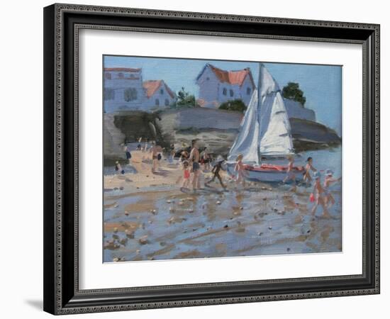 White Sailboat, Palais Sur Mer, France-Andrew Macara-Framed Giclee Print