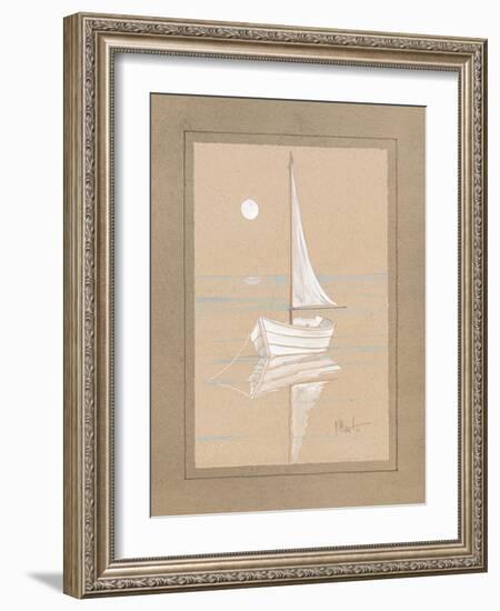 White Sailboat-Paul Brent-Framed Art Print