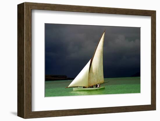 White Sailed Pirogue on the Ocean (Mauritius)-Paul Banton-Framed Photographic Print