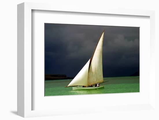 White Sailed Pirogue on the Ocean (Mauritius)-Paul Banton-Framed Photographic Print