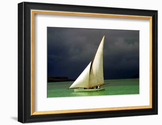 White Sailed Pirogue on the Ocean (Mauritius)-Paul Banton-Framed Photographic Print