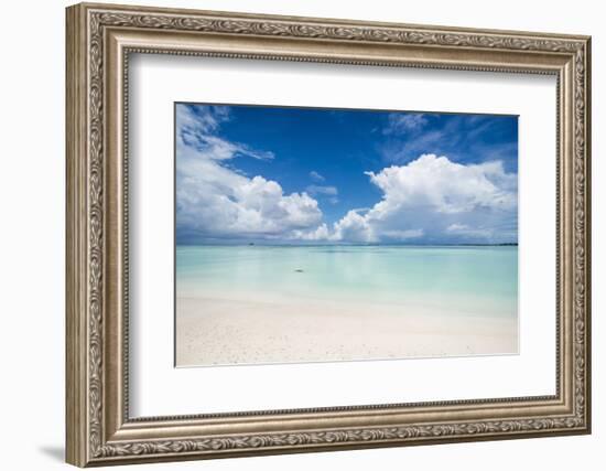 White sand and turquoise water in the beautiful lagoon of Funafuti, Tuvalu, South Pacific-Michael Runkel-Framed Photographic Print