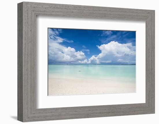 White sand and turquoise water in the beautiful lagoon of Funafuti, Tuvalu, South Pacific-Michael Runkel-Framed Photographic Print