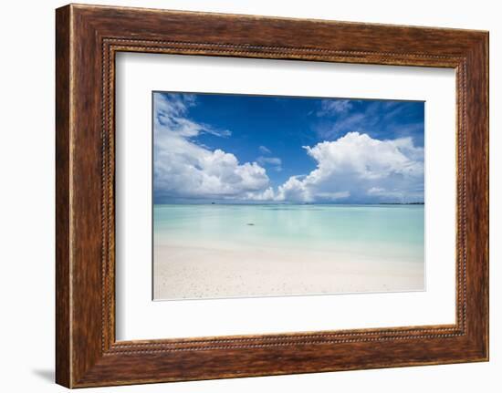 White sand and turquoise water in the beautiful lagoon of Funafuti, Tuvalu, South Pacific-Michael Runkel-Framed Photographic Print