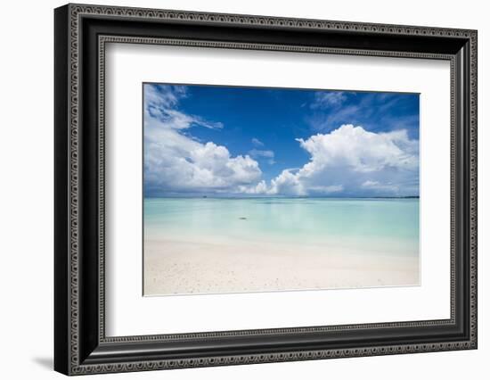 White sand and turquoise water in the beautiful lagoon of Funafuti, Tuvalu, South Pacific-Michael Runkel-Framed Photographic Print