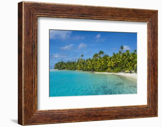 White sand bank in the turquoise waters of the Aitutaki lagoon, Rarotonga and the Cook Islands, Sou-Michael Runkel-Framed Photographic Print