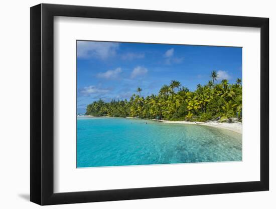 White sand bank in the turquoise waters of the Aitutaki lagoon, Rarotonga and the Cook Islands, Sou-Michael Runkel-Framed Photographic Print