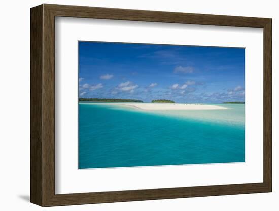 White sand beach and palm fringed beach in Aitutaki lagoon, Rarotonga and the Cook Islands, South P-Michael Runkel-Framed Photographic Print