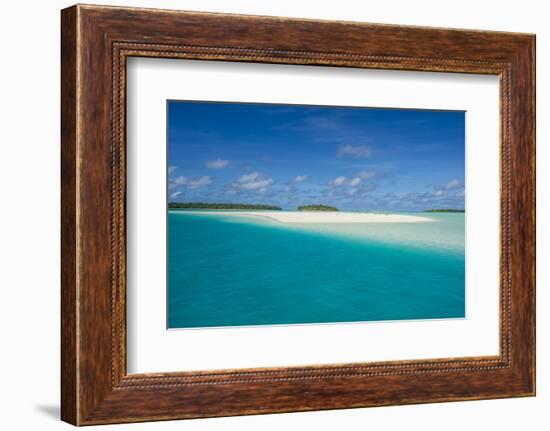 White sand beach and palm fringed beach in Aitutaki lagoon, Rarotonga and the Cook Islands, South P-Michael Runkel-Framed Photographic Print