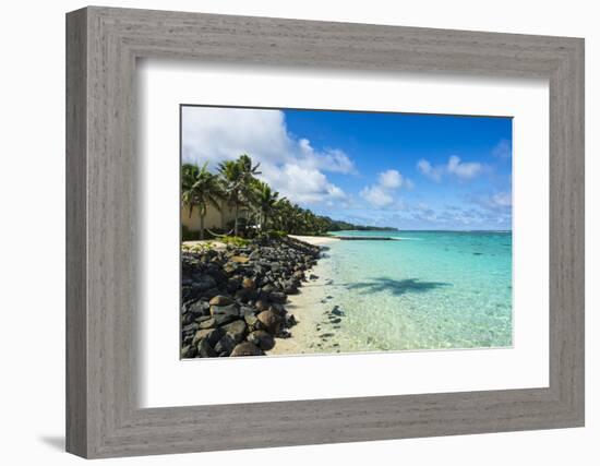 White sand beach and turquoise waters, Rarotonga and the Cook Islands, South Pacific, Pacific-Michael Runkel-Framed Photographic Print