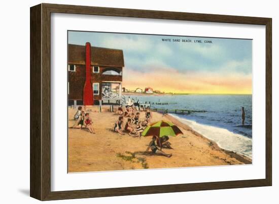 White Sand Beach, Lyme, Connecticut-null-Framed Art Print