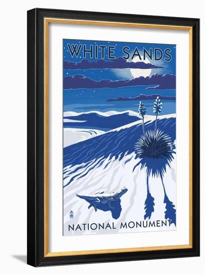 White Sands National Monument, New Mexico - Night Scene-Lantern Press-Framed Art Print