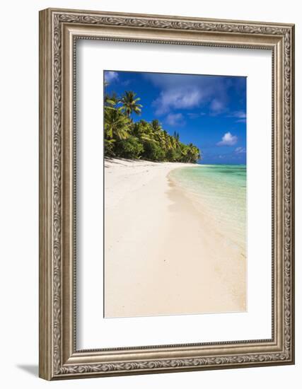 White Sandy Beach and Palm Trees on Tropical Rarotonga Island, Cook Islands, South Pacific, Pacific-Matthew Williams-Ellis-Framed Photographic Print