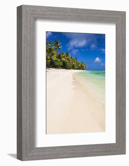 White Sandy Beach and Palm Trees on Tropical Rarotonga Island, Cook Islands, South Pacific, Pacific-Matthew Williams-Ellis-Framed Photographic Print