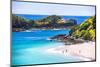 White Sandy Beach in the Bay of Islands, in the Waikare Inlet, Visited by Sailing Boat from Russell-Matthew Williams-Ellis-Mounted Photographic Print