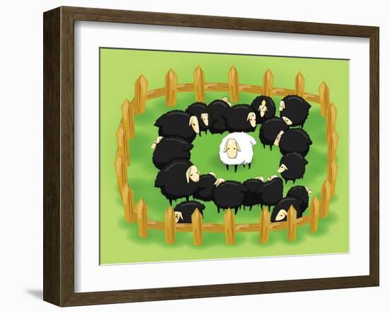 White Sheep in the Flock of Black Sheep (Opposite Side)-Atthidej Nimmanhaemin-Framed Art Print