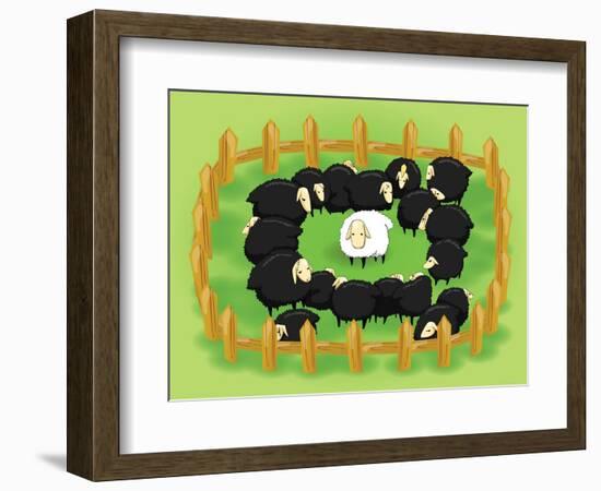 White Sheep in the Flock of Black Sheep (Opposite Side)-Atthidej Nimmanhaemin-Framed Art Print