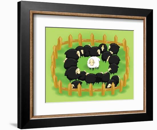 White Sheep in the Flock of Black Sheep (Opposite Side)-Atthidej Nimmanhaemin-Framed Art Print