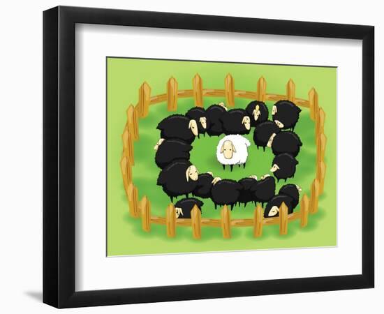 White Sheep in the Flock of Black Sheep (Opposite Side)-Atthidej Nimmanhaemin-Framed Art Print