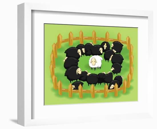 White Sheep in the Flock of Black Sheep (Opposite Side)-Atthidej Nimmanhaemin-Framed Art Print