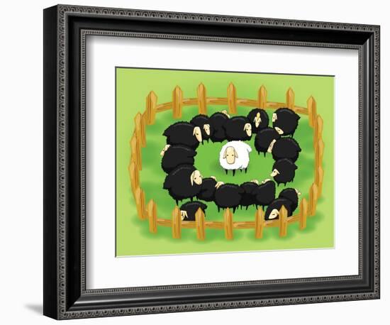 White Sheep in the Flock of Black Sheep (Opposite Side)-Atthidej Nimmanhaemin-Framed Art Print