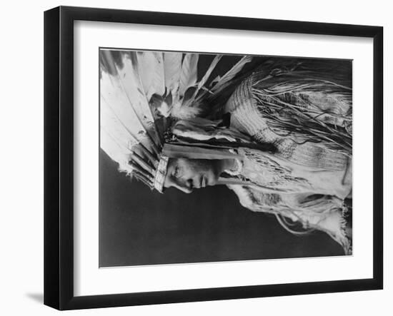 White Shield Arikara Native American Indian Curtis Photograph-Lantern Press-Framed Art Print