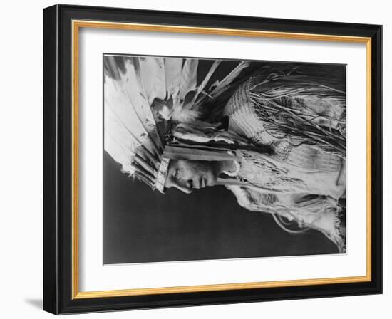 White Shield Arikara Native American Indian Curtis Photograph-Lantern Press-Framed Art Print