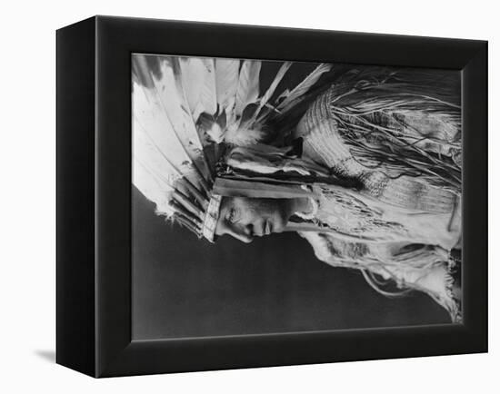 White Shield Arikara Native American Indian Curtis Photograph-Lantern Press-Framed Stretched Canvas