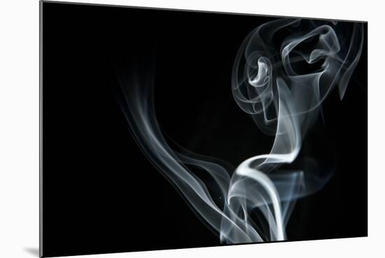 White Smoke Rising On Black Background-Ambient Ideas-Mounted Premium Giclee Print